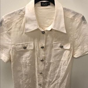 Dolce and Gabbana white floral shirt size 40